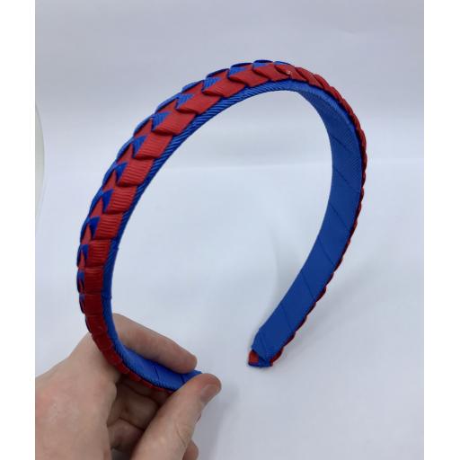 Royal Blue and Red Pleated Hairband