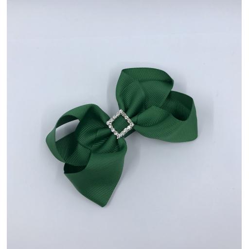 Forest Green Boutique Bow with diamantÃ© buckle