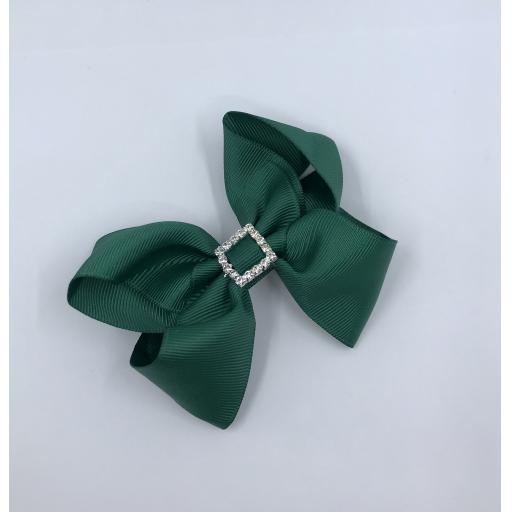Hunter Green Boutique Bow with diamantÃ© buckle