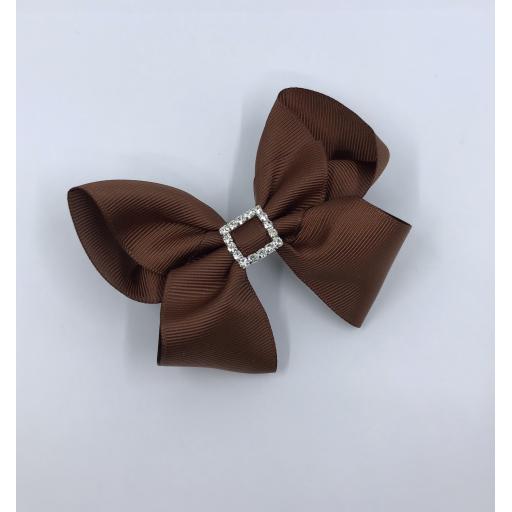 Brown Boutique Bow with diamantÃ© buckle