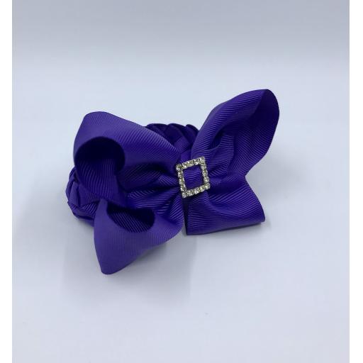 Purple Boutique Bow with Pleated Tail Bunwrap
