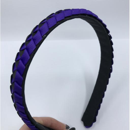 Black and Purple 2cm Pleated Hairband