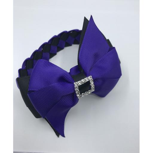 Black and Purple Pleated Tail Bunwrap