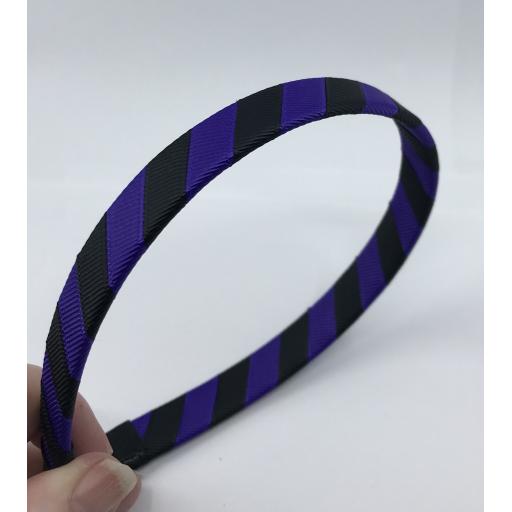 Black and Purple 1.8cm Striped Hairband