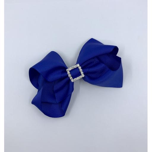 Cobalt Blue Boutique Bow with diamantÃ© buckle