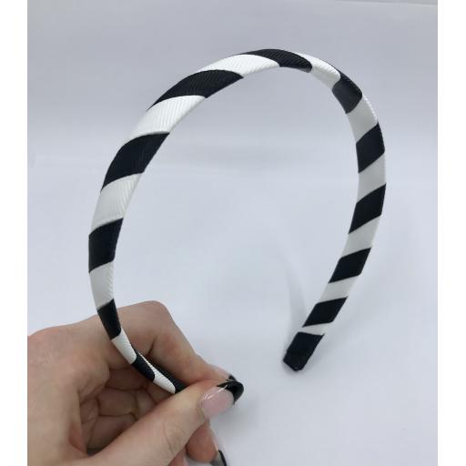 Black and White 1.8cm Striped Hairband