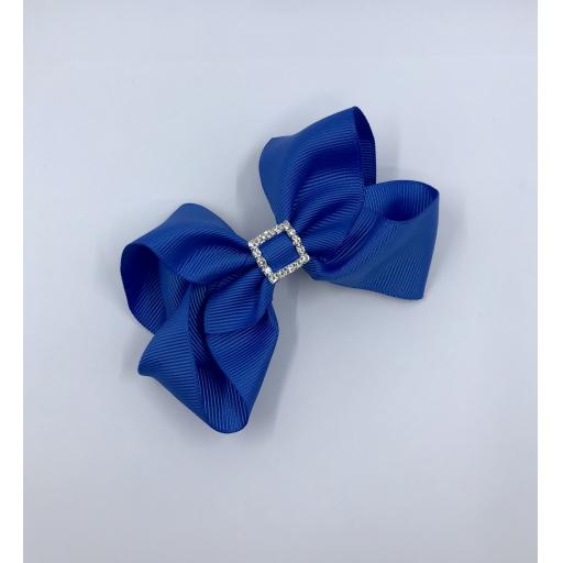 Royal Blue Boutique Bow with diamantÃ© buckle