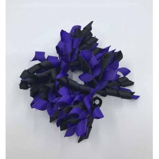 Black and Purple Curly Corkers on Clips (pair)