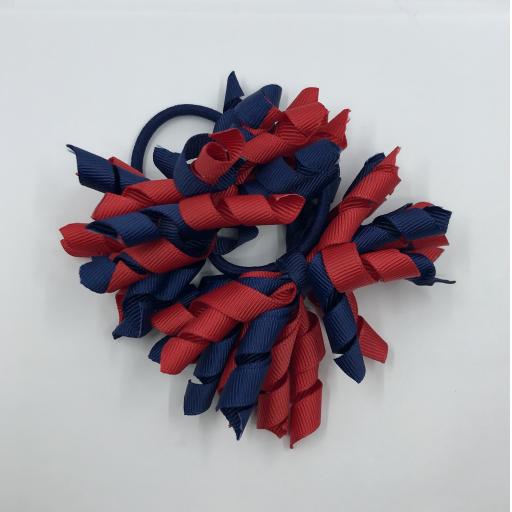 Navy Blue and Red Curly Corkers on Elastics (pair)