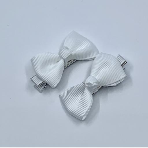 White Itsy Bitsy Baby Bow Hair Clips (pair)