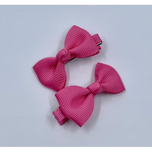 Hot Pink Bitsy Baby Bow Hair Clips (pair)