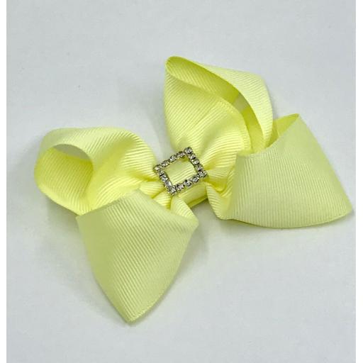 4 inch Baby Maize Boutique Bow with Diamante Buckle on clip