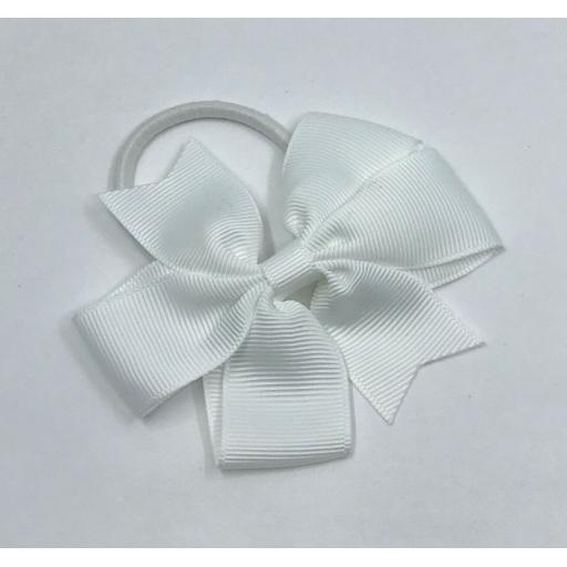 3 inch White Pinwheel Bow on elastic