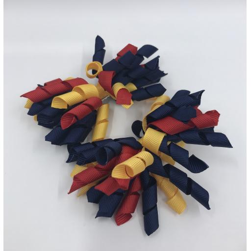 Navy, Yellow gold and Red Curly Corkers on Clips (pair)