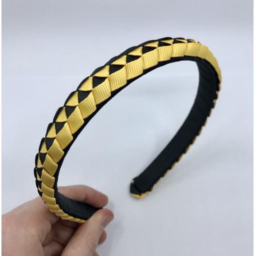Black and Yellow Gold 2cm Pleated Hairband