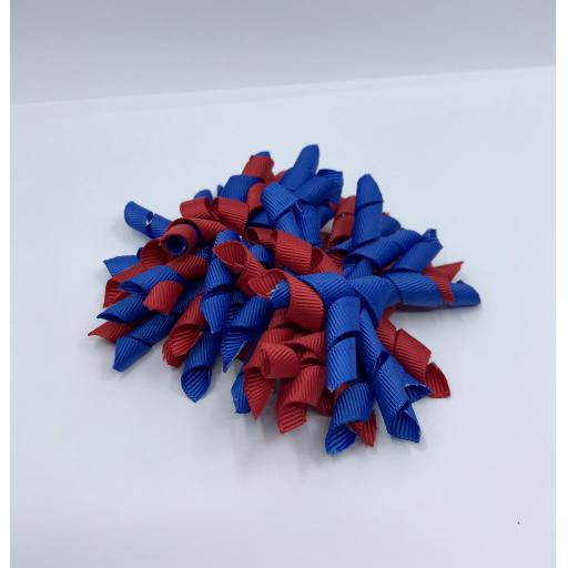 Royal Blue and Red Curly Corkers on Clips (pair)