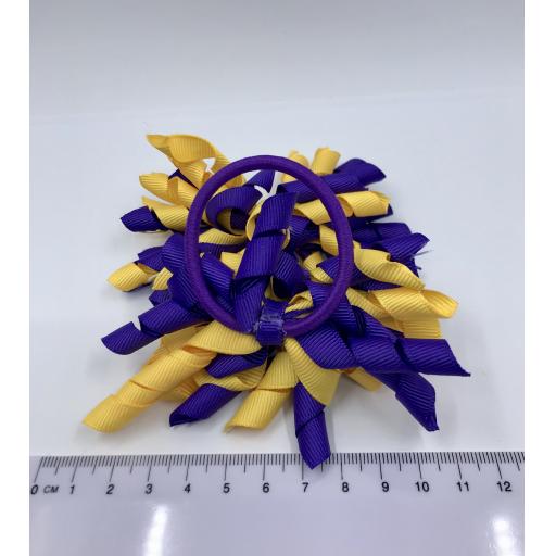 Purple and Yellow Gold Curly Corkers on Elastics (pair)