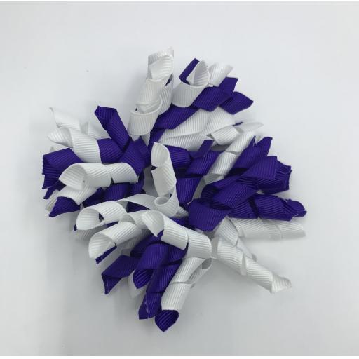 Purple and White Curly Corkers on Clips (pair)
