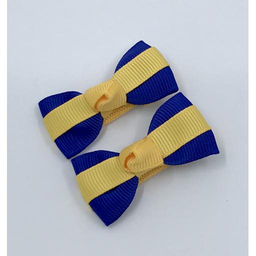 Itty Bitty Cobalt and Yellow Gold Bow on Clips (pair)