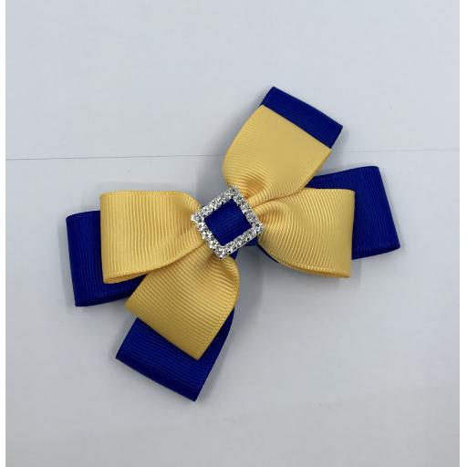 Cobalt and Yellow Gold Double Layer Bow on Clip