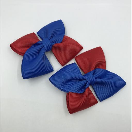 Royal Blue and Red Square Double with Bows on Clips