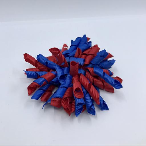 Royal Blue and Red Curly Corkers on Elastics (pair)