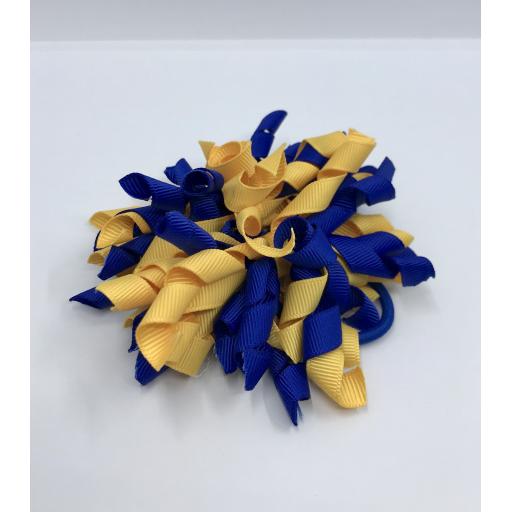 Cobalt and Yellow Gold Curly Corkers on Elastics (pair)