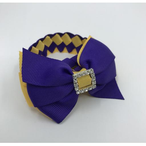 Purple and Yellow Gold Pleated Tail Bun wrap