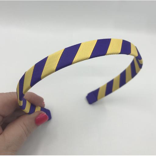 School Purple and Yellow Gold 1.8cm Striped Hairband