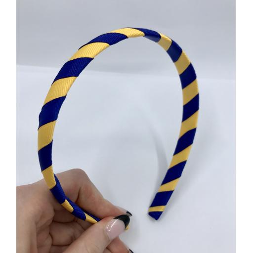 School Cobalt and Yellow Gold 1.8cm Striped Hairband
