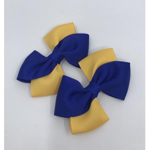 Cobalt and Yellow Gold Diagonal Double with Bows on Clips (pair)