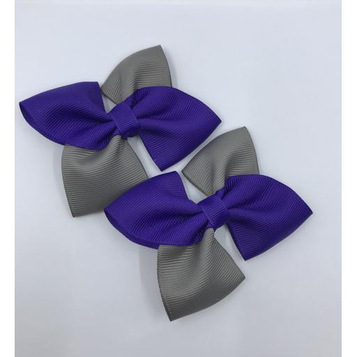 Purple and Grey Square Double with Bows on Clips