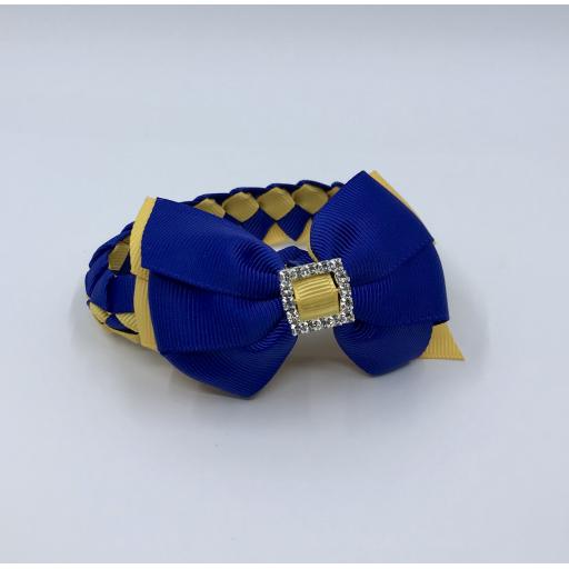 Cobalt and Yellow Gold Pleated Tail Bun wrap