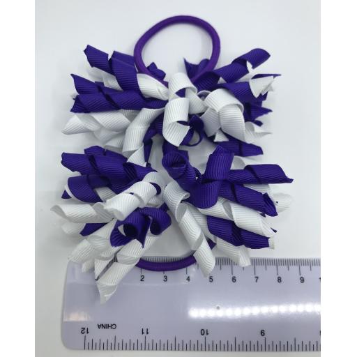 Purple and White Curly Corkers on Elastics (pair)