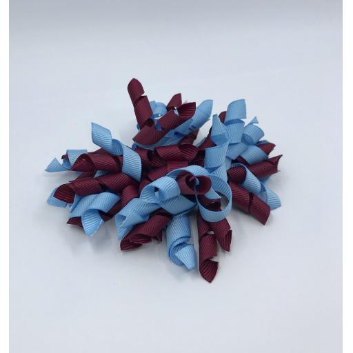 Wine and Blue Curly Corkers on Clips (pair)