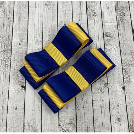 Cobalt and Yellow Gold Straight bows on clips (pair)