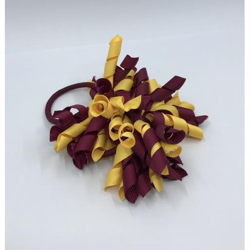 Wine and Yellow Gold Curly Corkers on Elastics (pair)