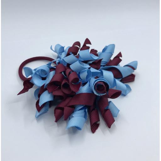 Wine and Blue Curly Corkers on Elastics (pair)