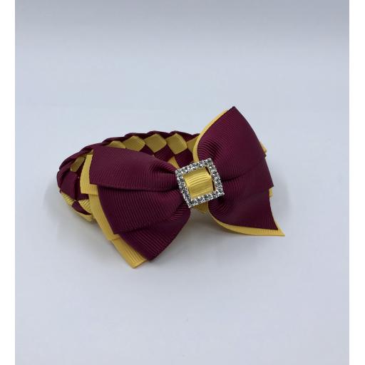 Wine and Yellow Gold Pleated Tail Bun wrap