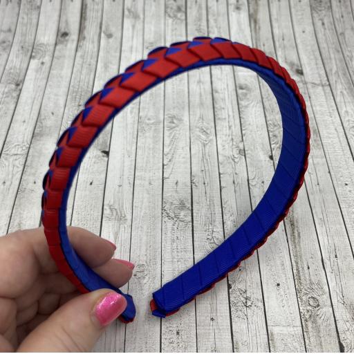 Cobalt Blue and Red 2cm Pleated Hairband