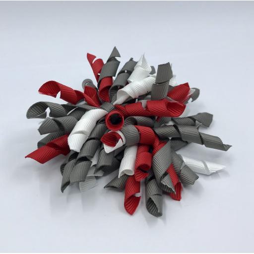 Red, Grey and White Curly Corkers on Elastics (pair)