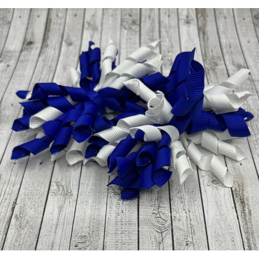 Cobalt Blue and White Curly Corkers on Clips