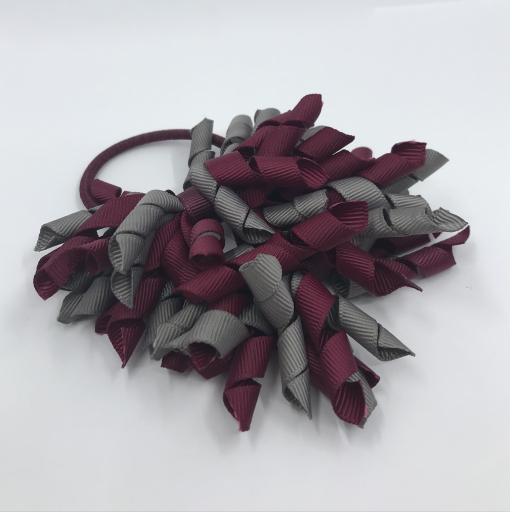 Wine and Grey Curly Corkers on Elastics (pair)