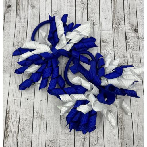 Cobalt Blue and White Curly Corkers on Elastics