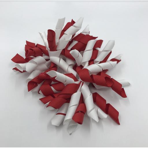 Red and White Curly Corkers on Clips (pair)