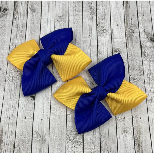 Cobalt and Yellow Gold Square Double with Bows on Clips (pair)