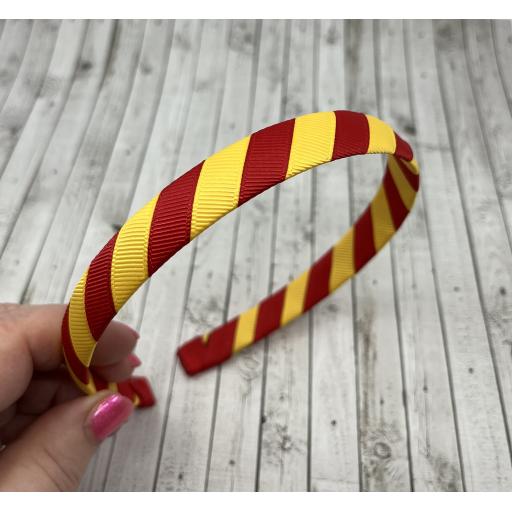 School Red and Yellow Gold 1.8cm Striped Hairband