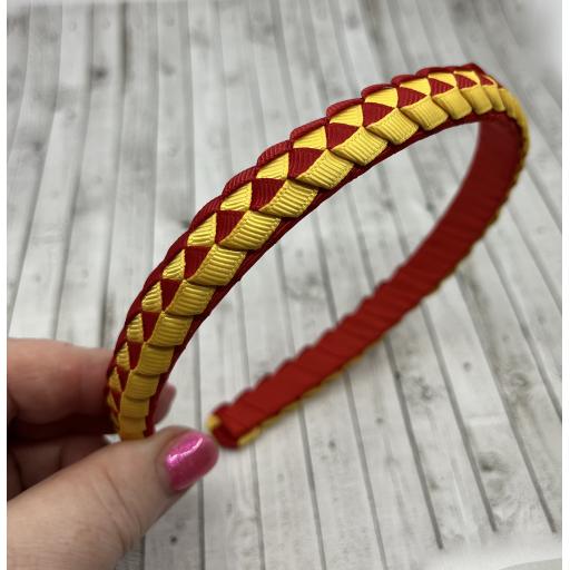 Red and Yellow Gold 2cm Pleated Hairband